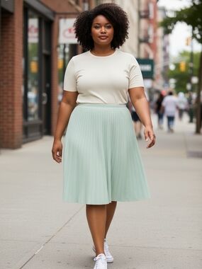 (31) a new day Mint Green Pleated Circle Skirt